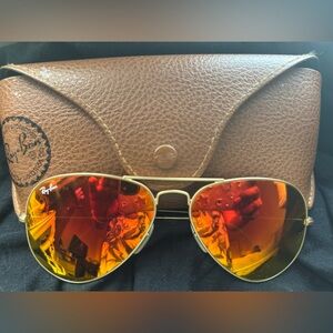 Ray-Ban Gold Frame Sunglasses with Red Lenses
